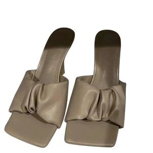 SHEIN Beige Bow Slide Heels